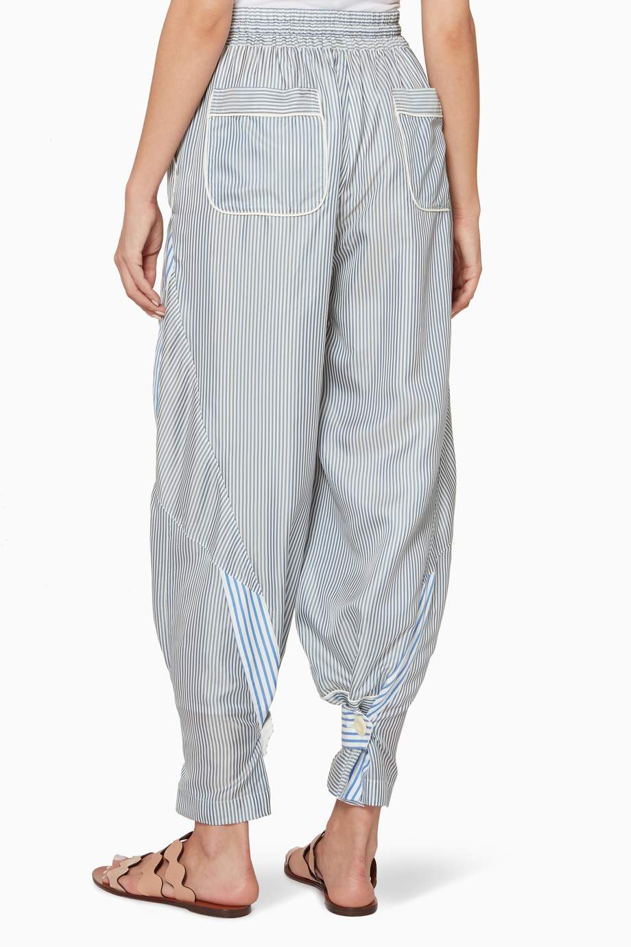 blue and white striped pants womens
