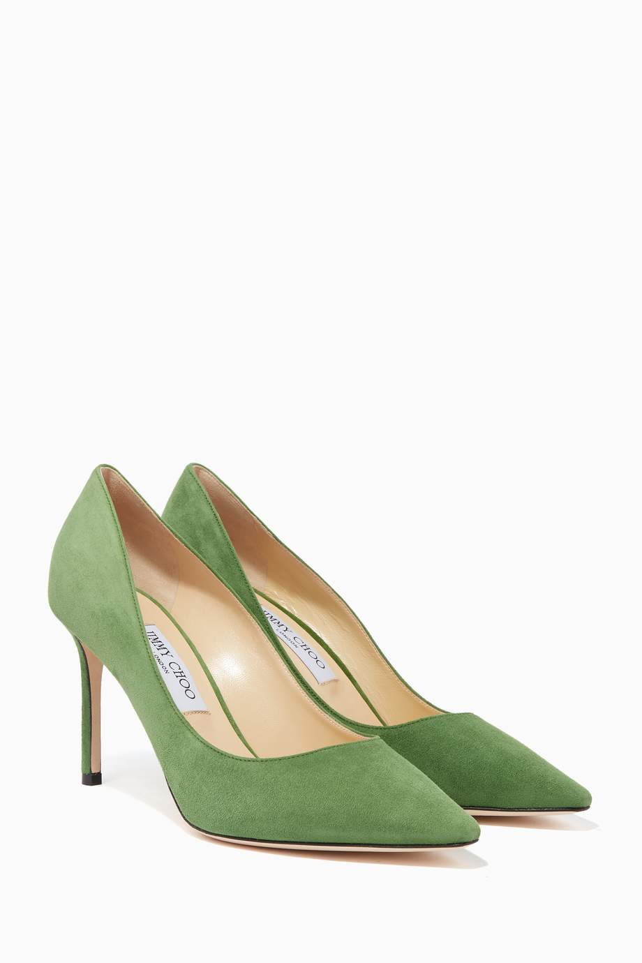 green suede pump