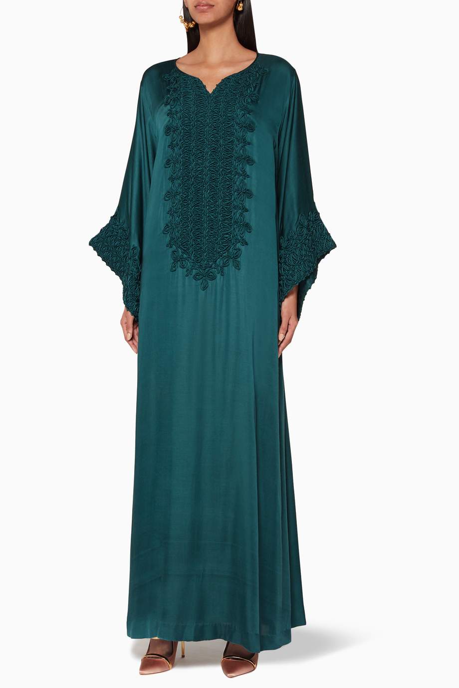 emerald green caftan