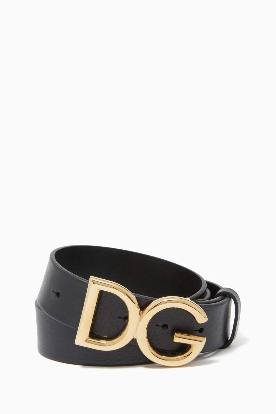 Shop Dolce & Gabbana Gold DG Logo-Buckle Leather Belt for Men | Ounass UAE