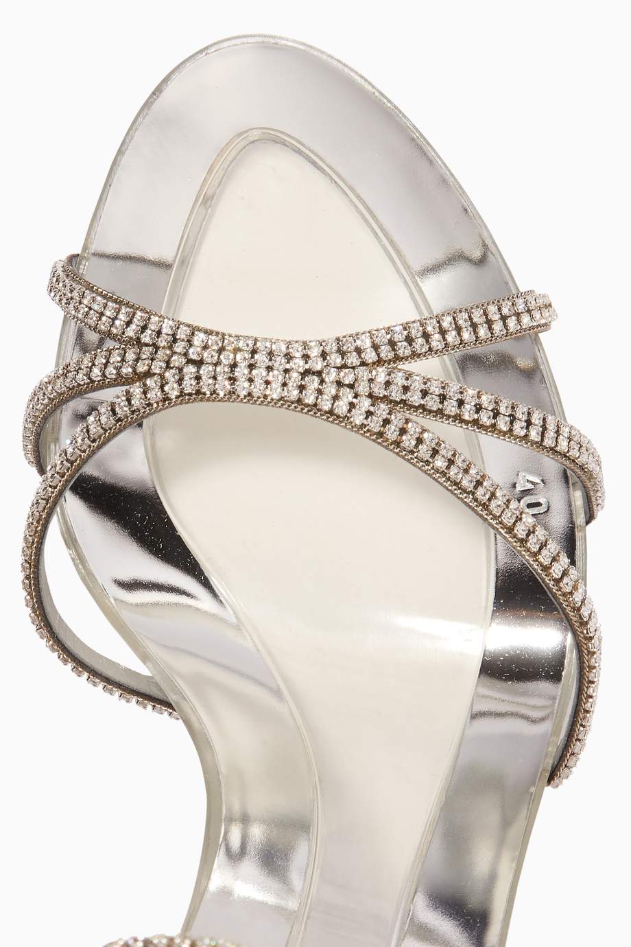 Shop Dolce & Gabbana Silver Silver Keira Crystal-Embellished Sandals ...