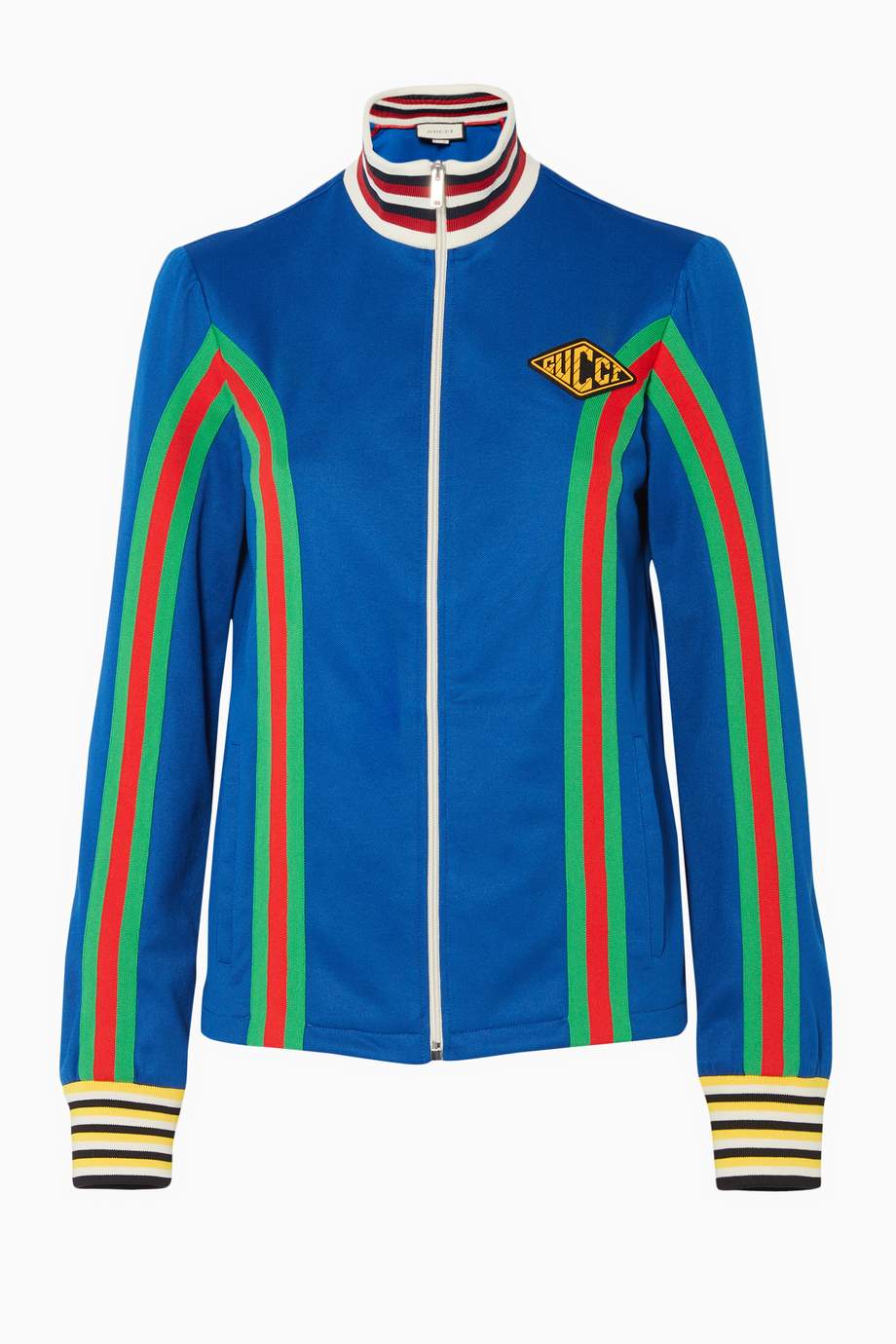 Shop Gucci Multicolour Blue Technical Ribbed Jersey for Women | Ounass ...