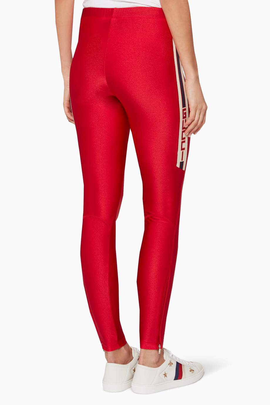 Shop Gucci Multicolour Red Gucci Logo Leggings for Women Ounass UAE