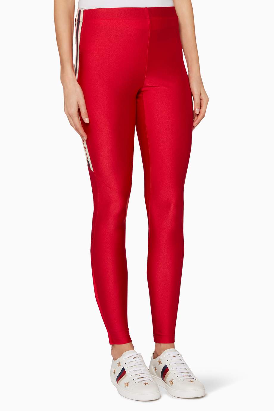 Shop Gucci Multicolour Red Gucci Logo Leggings for Women Ounass UAE