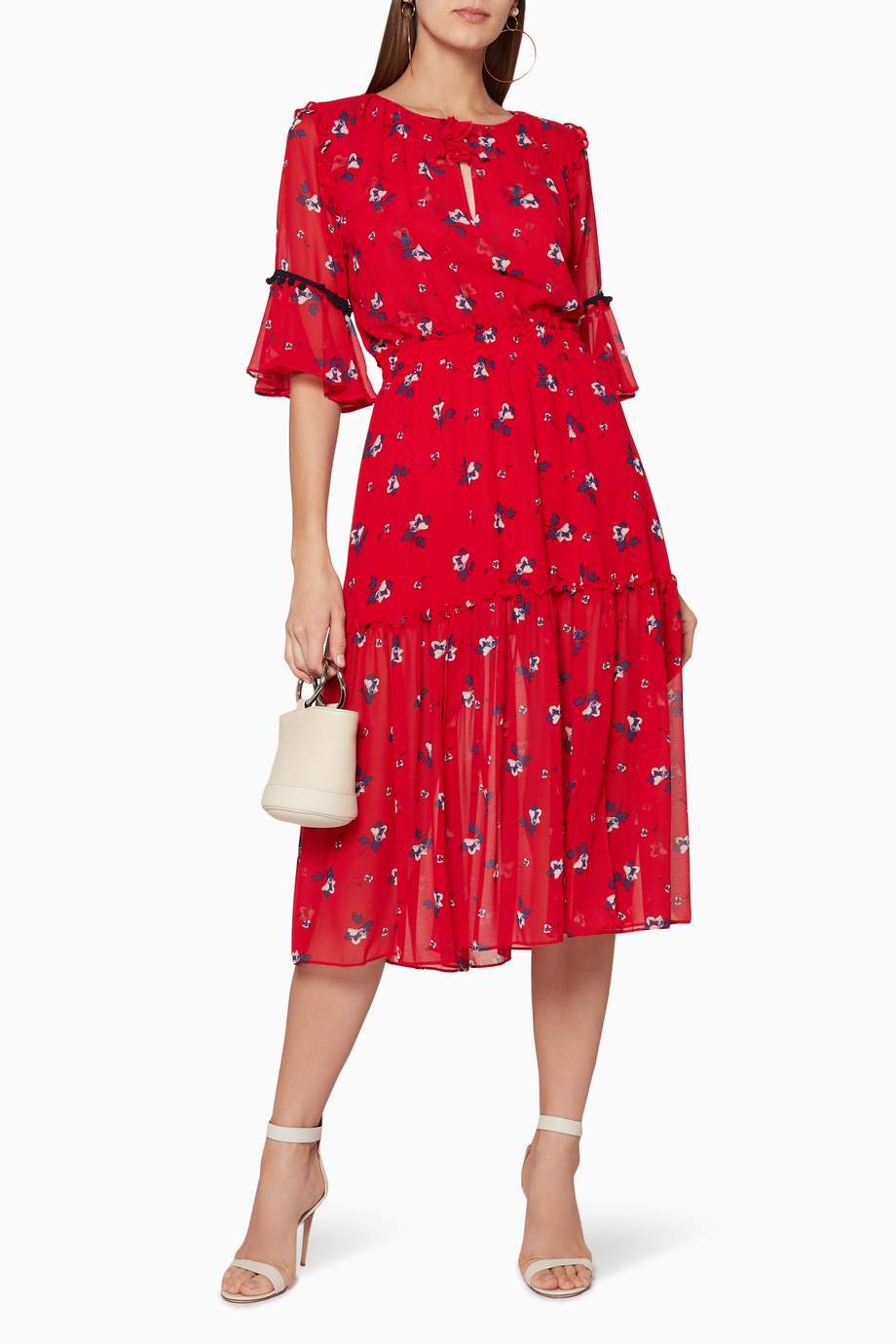 ladies red floral dress