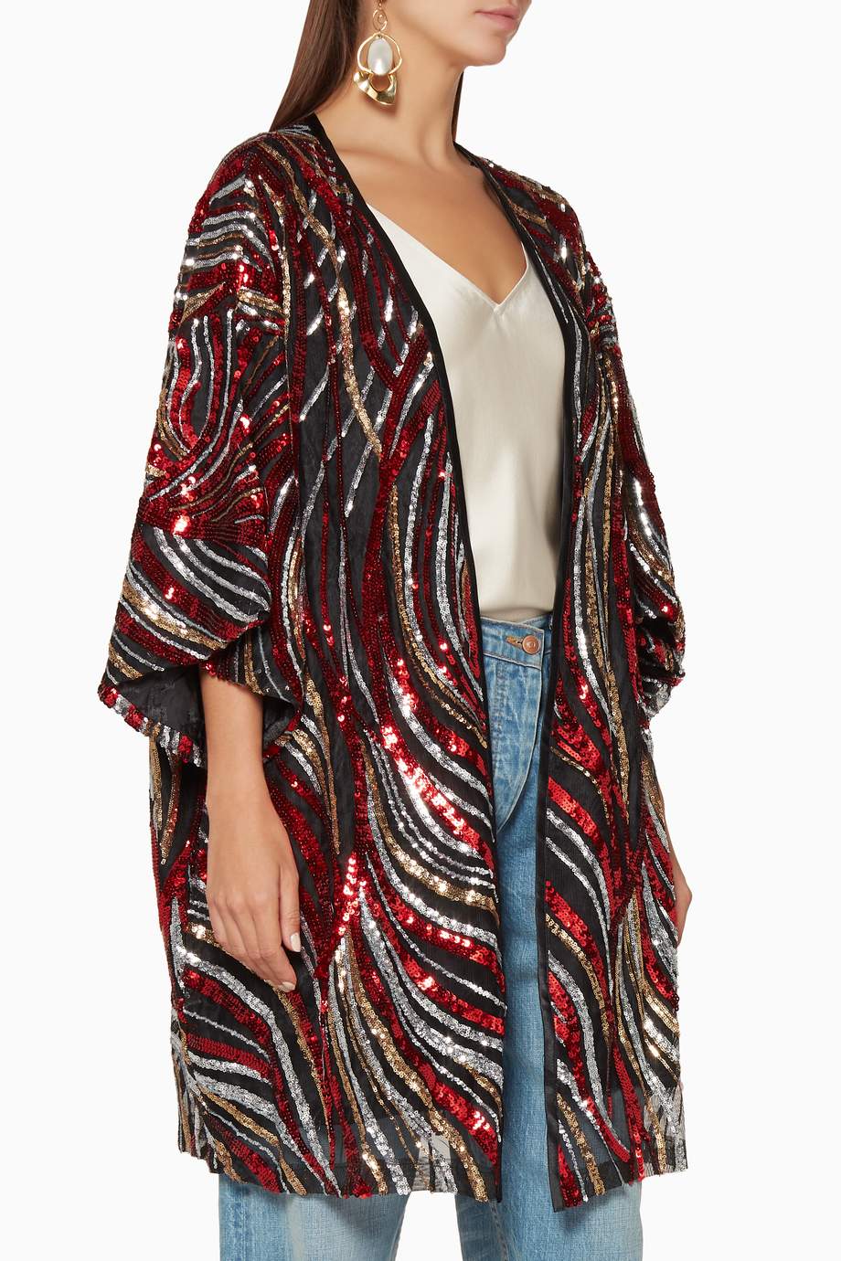 Shop Ragyard Multicolour MultiColoured Sequined Kimono for Women