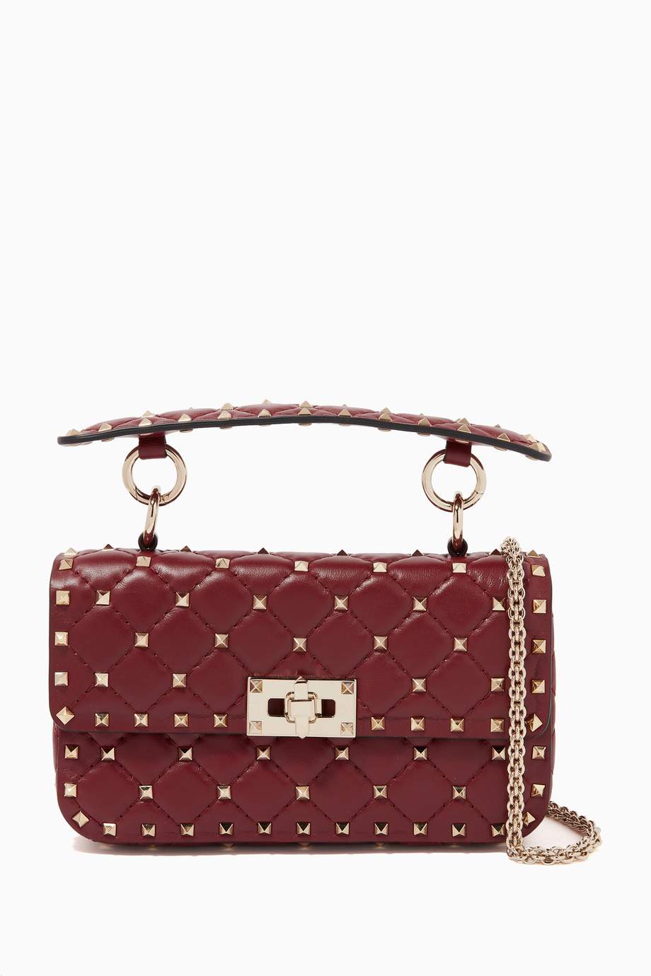 Shop Valentino Pink Valentino Garavani Rockstud Spike Small Bag in ...