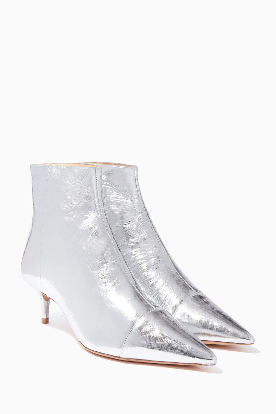 Shop Alexandre Birman Silver Silver Kitty Lea Mirror Boots for Women