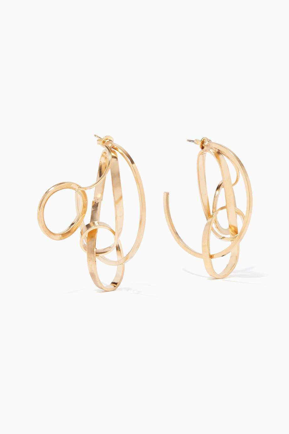 Shop Mounser Gold Gold Coil Sculptural Hoop Earrings for Women Ounass UAE