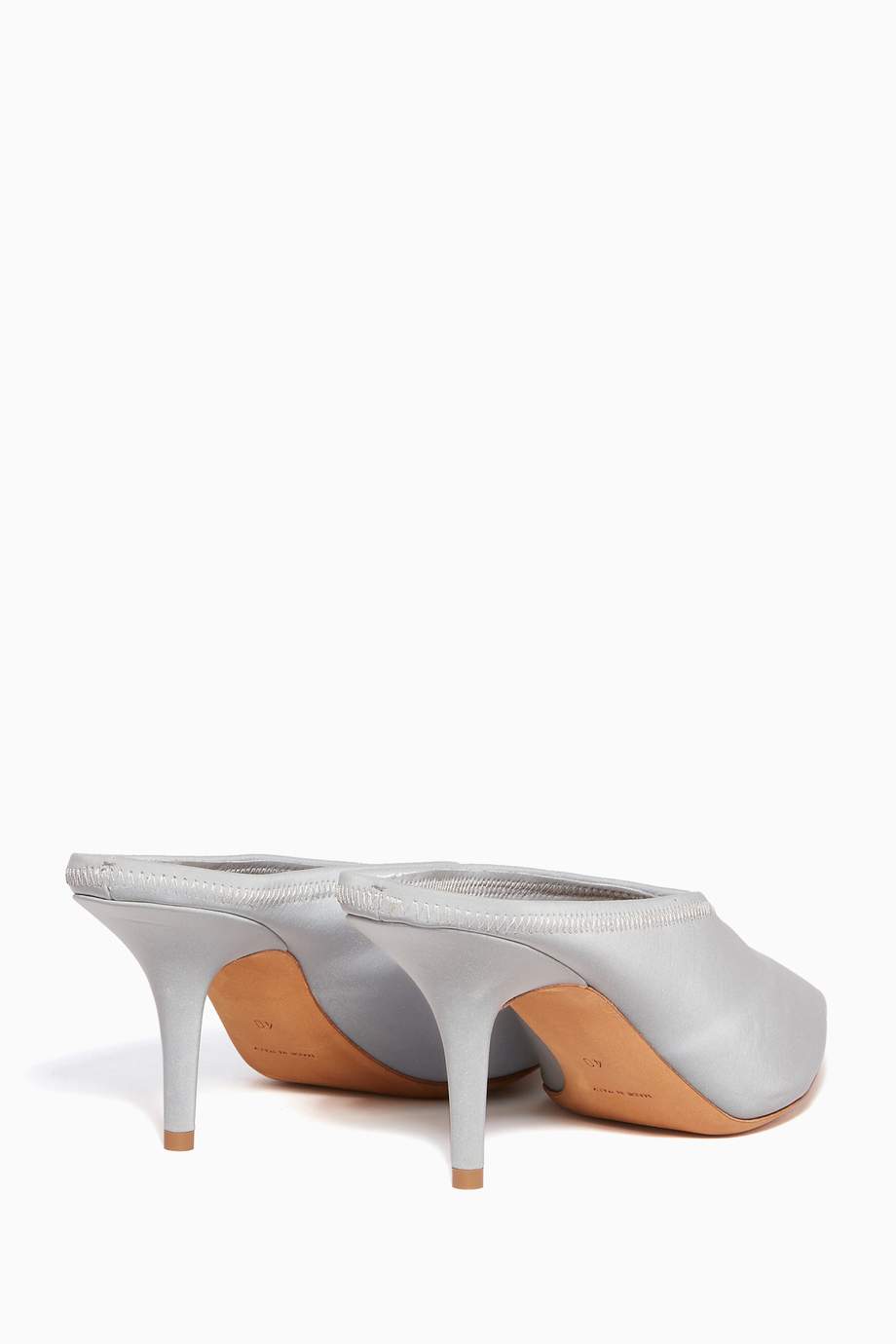 light grey mules