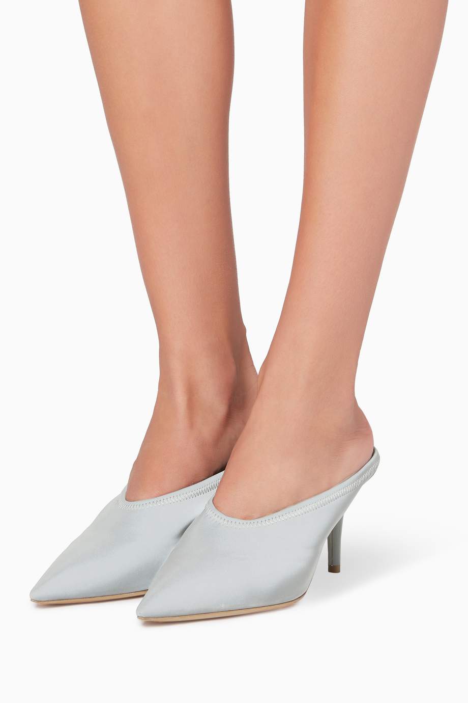 light grey mules