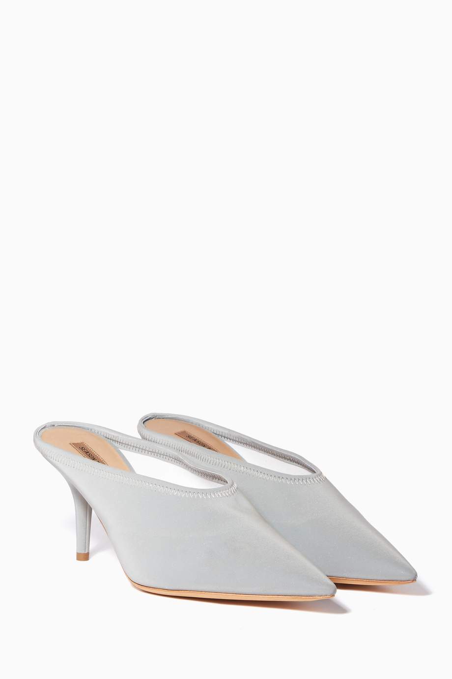 light grey mules