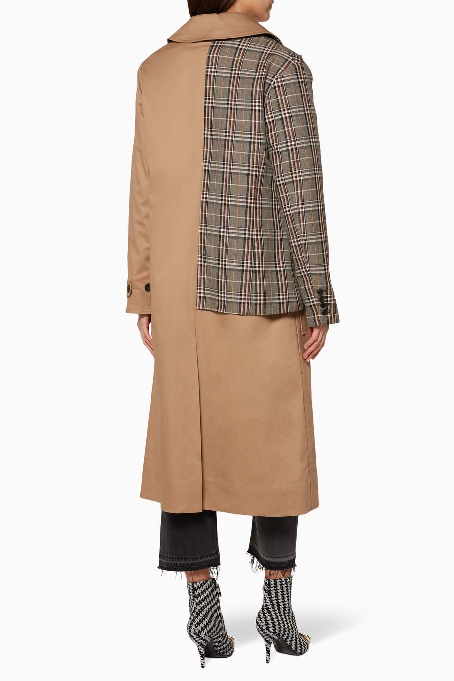 Shop Monse Brown Khaki Half & Half Trench Coat for Women Ounass Saudi