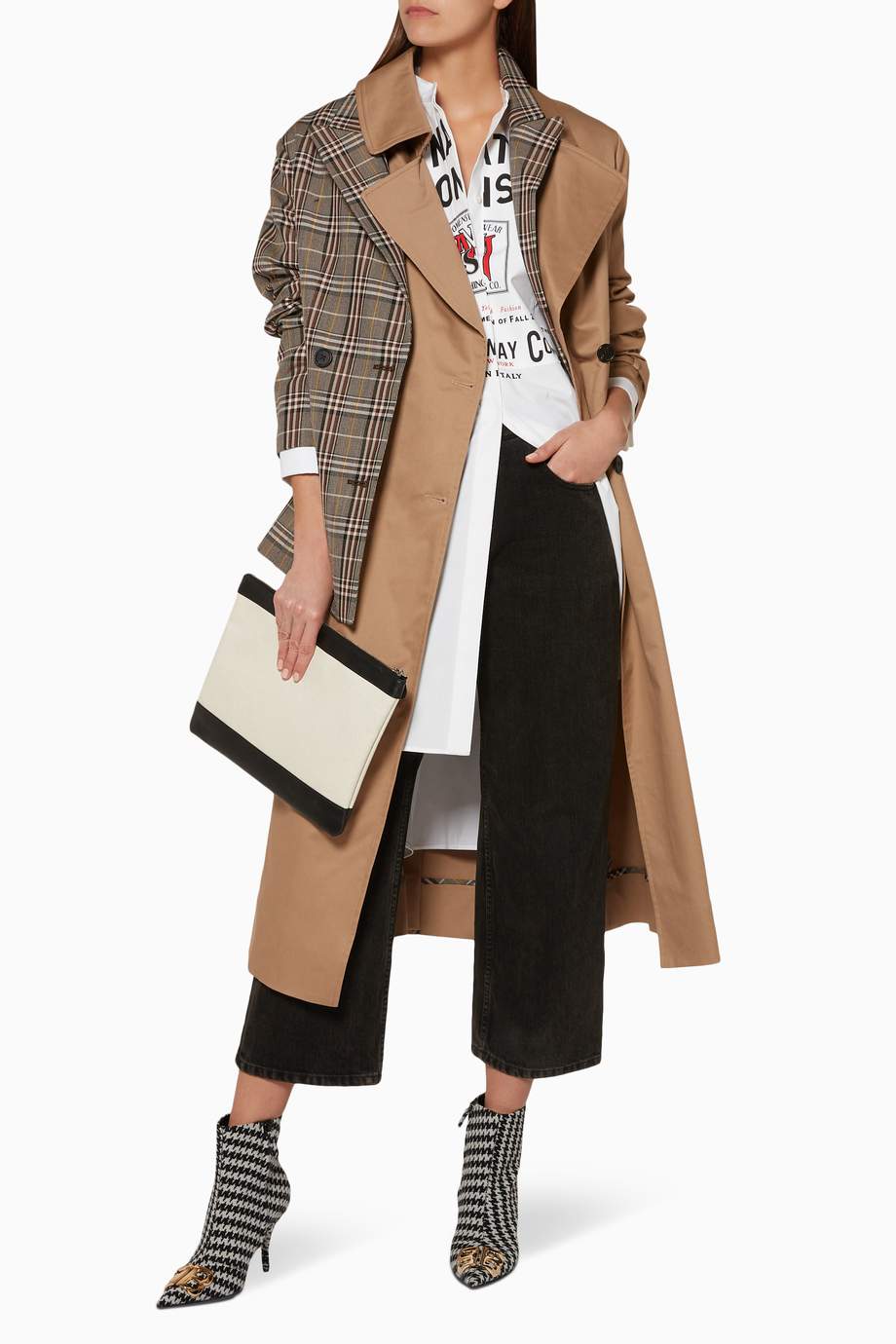 Shop Monse Brown Khaki Half & Half Trench Coat for Women Ounass Saudi