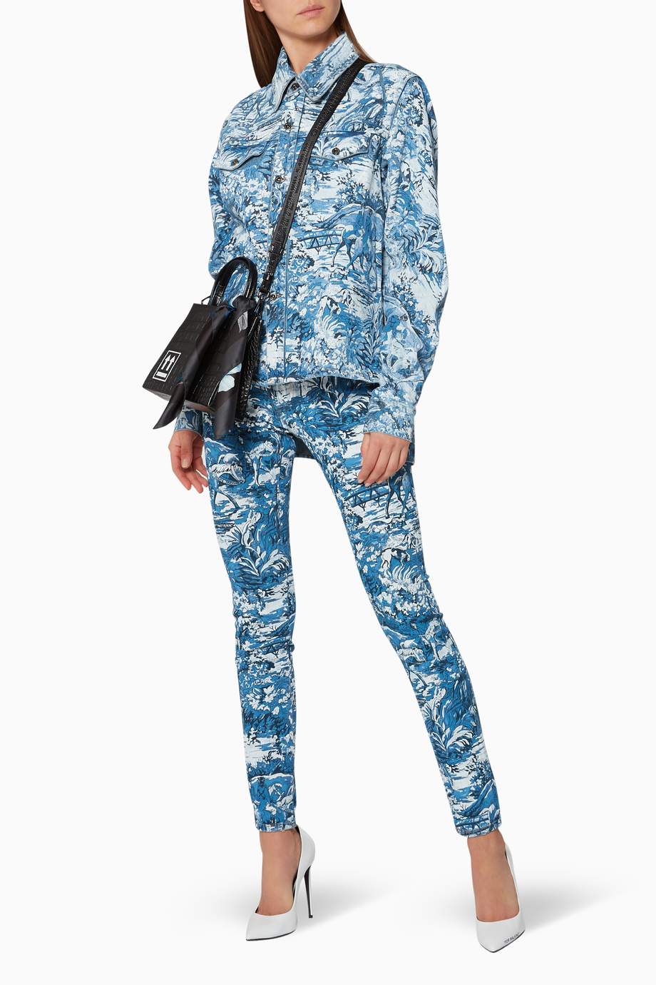 Shop OffWhite Blue Blue Denim Tapestry Skinny Jeans for Women Ounass UAE