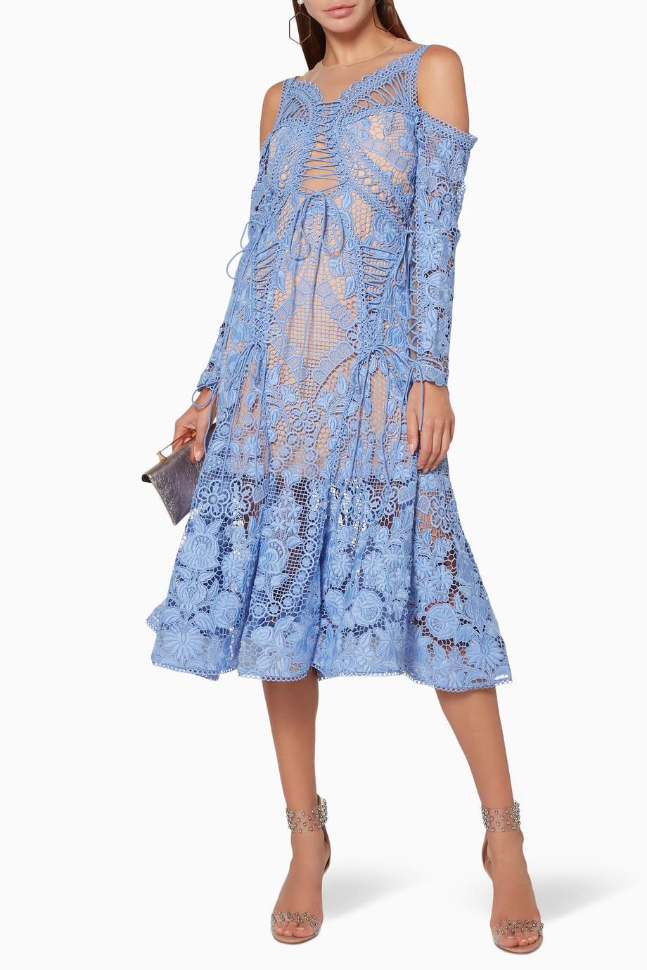 Shop THURLEY Blue CornflowerBlue Lace Dahlia Dress for Women Ounass Kuwait
