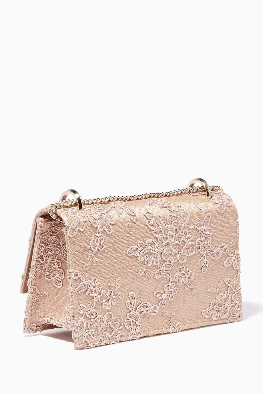 Shop Jimmy Choo Pink LightPink Lace Leni Shoulder Bag for Women