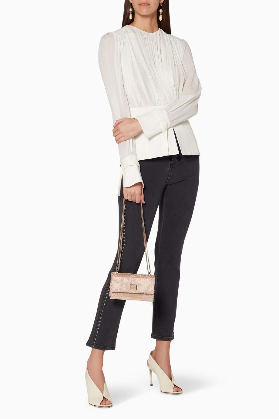 Shop Jimmy Choo Pink LightPink Lace Leni Shoulder Bag for Women