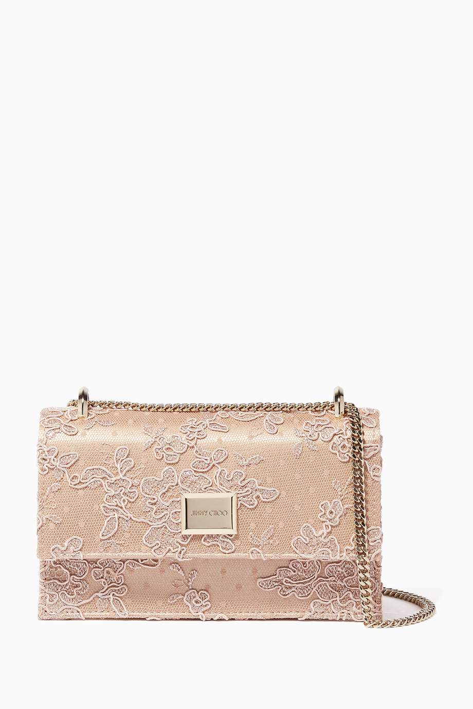 Shop Jimmy Choo Pink LightPink Lace Leni Shoulder Bag for Women