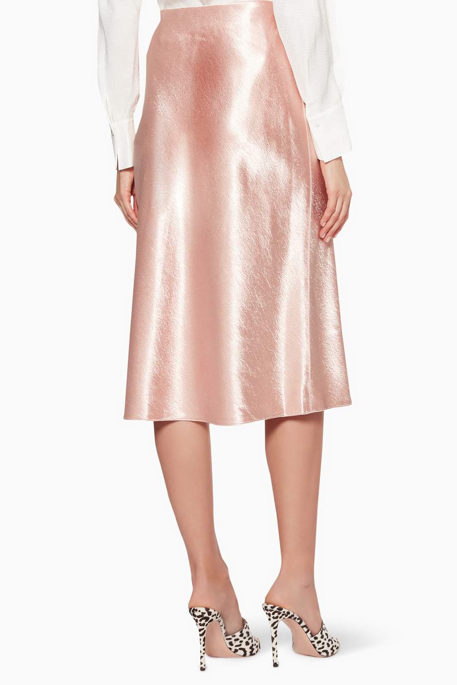 Shop Vince Pink BlushPink Metallic Slip Skirt for Women Ounass UAE