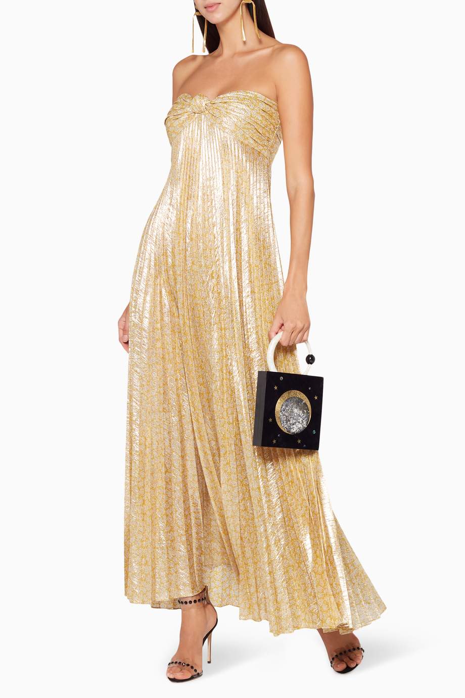 Shop Alexis Gold Gold Strapless Joya Gown for Women Ounass UAE