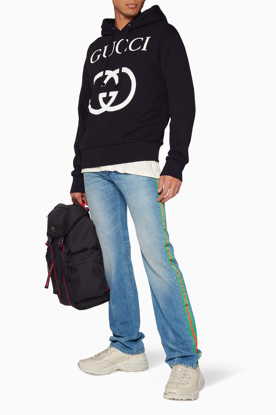 Shop Gucci Black Black Interlocked GG Hoodie for Men Ounass Oman