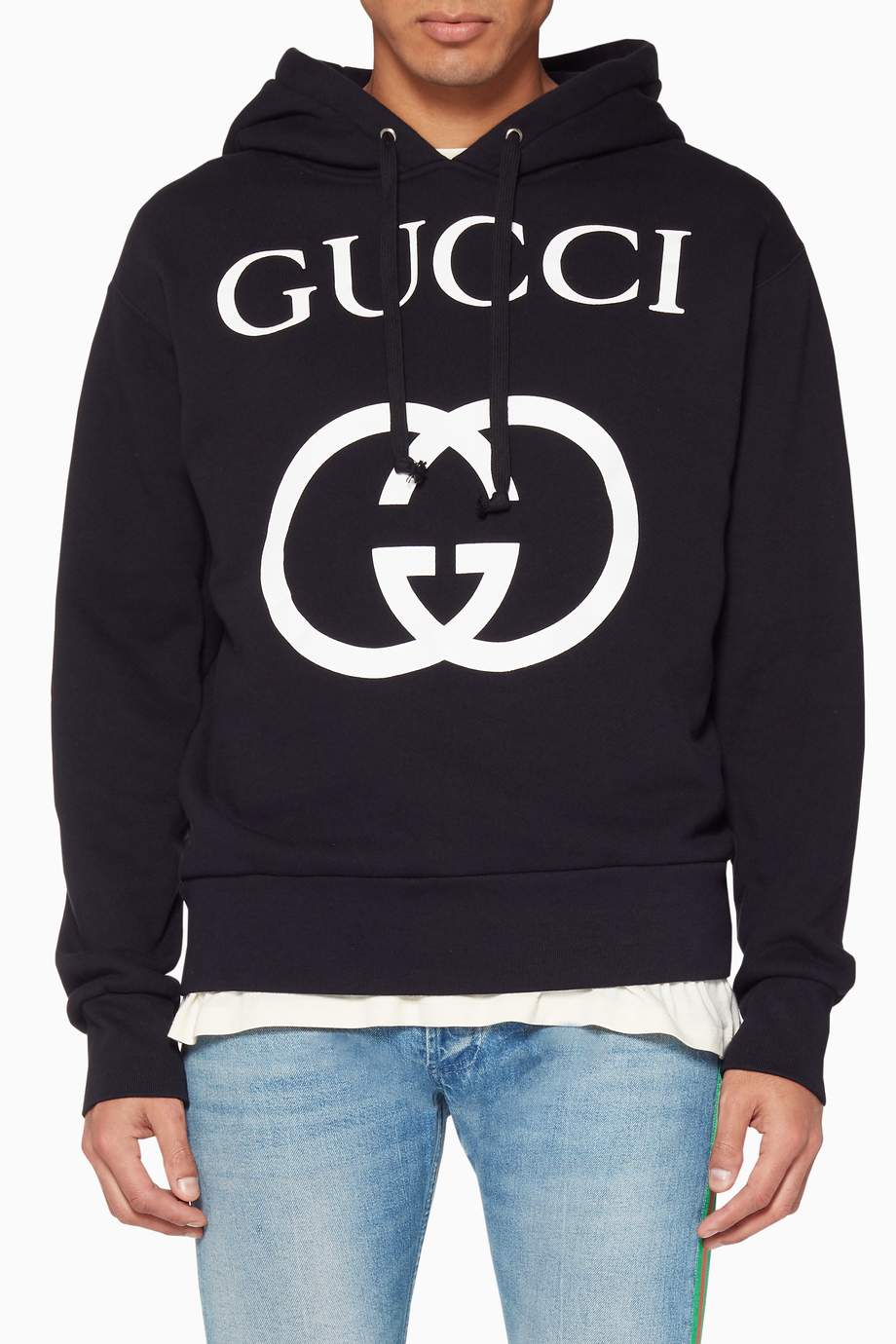 Shop Gucci Black Black Interlocked GG Hoodie for Men | Ounass UAE