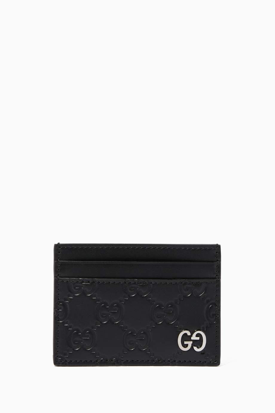 تسوق حافظة بطاقات مزينة بشعار Gg سوداء Gucci أسود للرجال ا ناس السعودية
