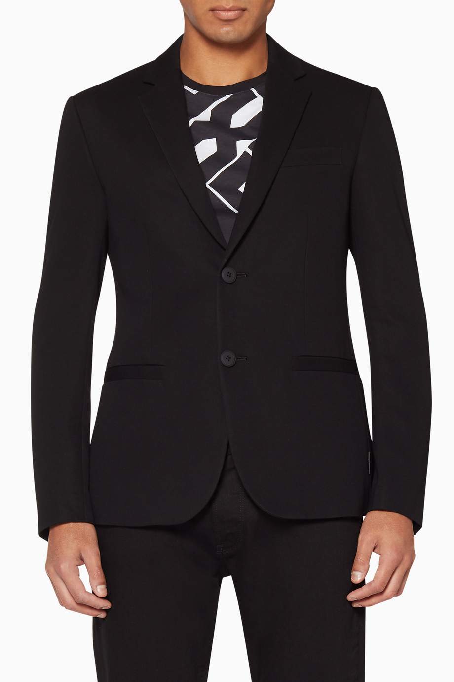 Shop Armani Exchange Black Classic Tailored Blazer for Men | Ounass UAE