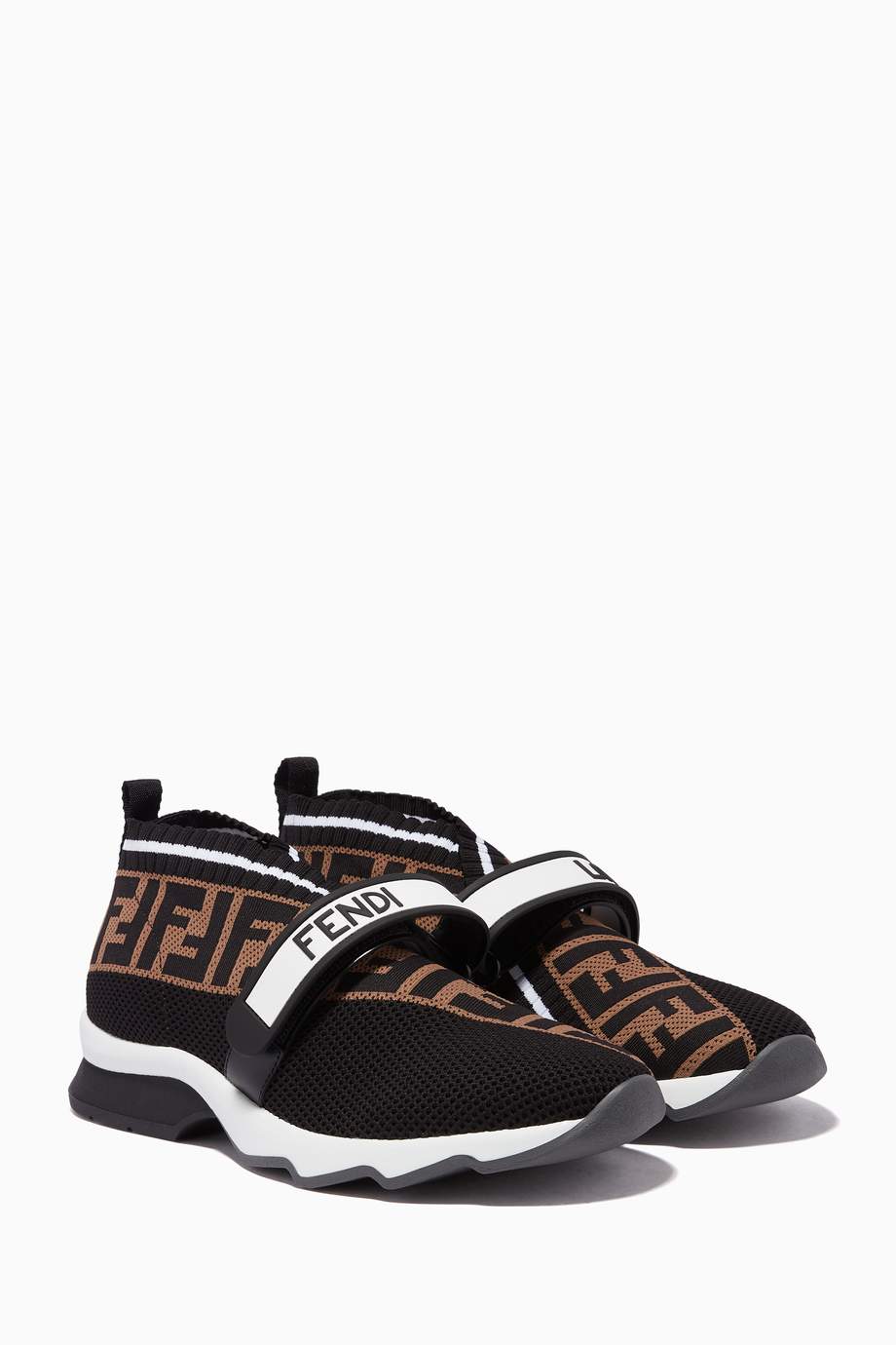 Shop Fendi Black Black Rockoko Velcro Strap Sneakers for Women | Ounass UAE