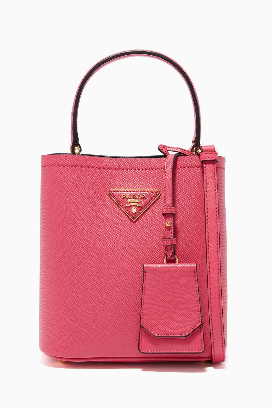 Shop Prada Pink Panier Small Saffiano Leather Bucket Bag for Women | Ounass UAE