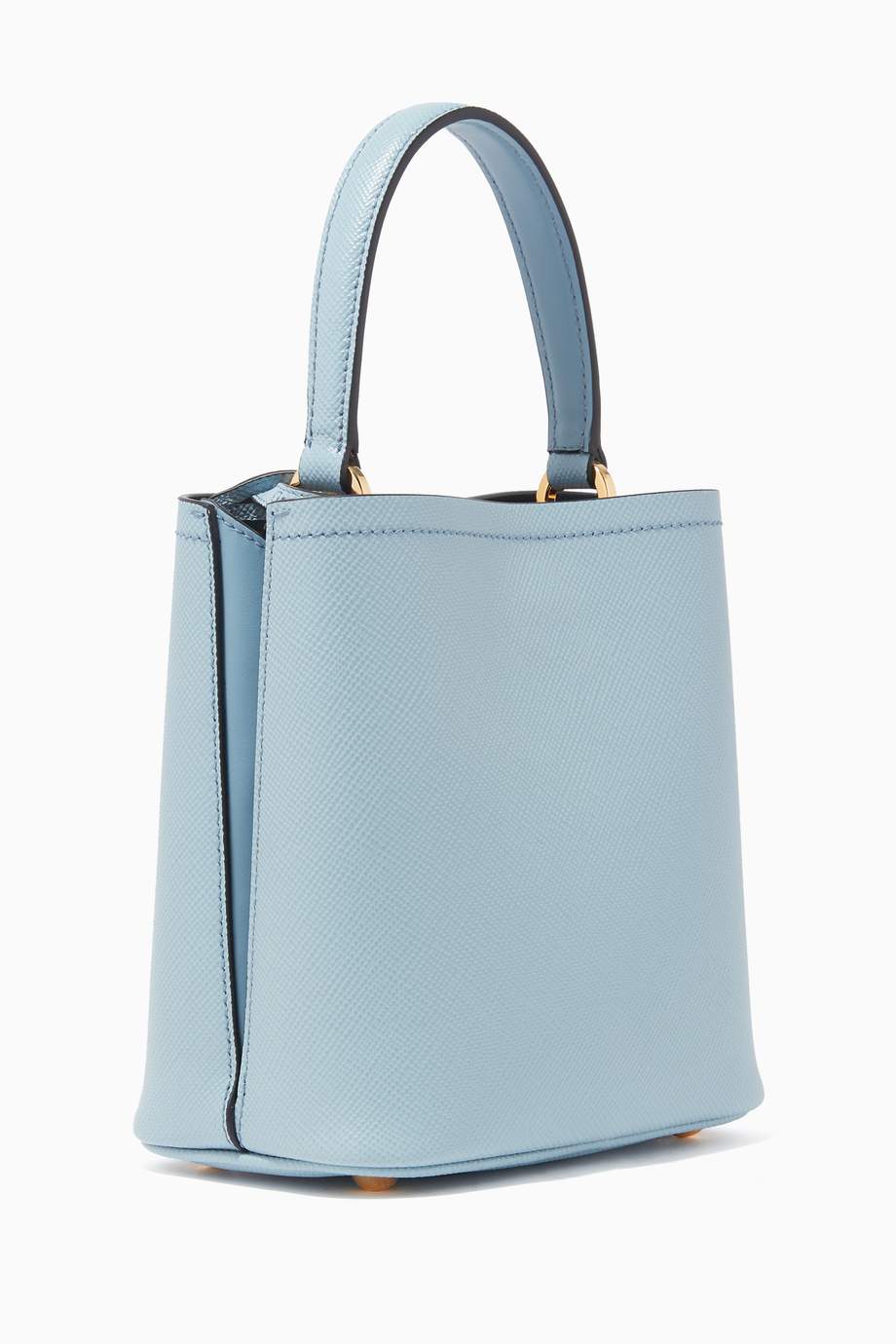 Shop Prada Blue Panier Small Saffiano Leather Bucket Bag for Women ...