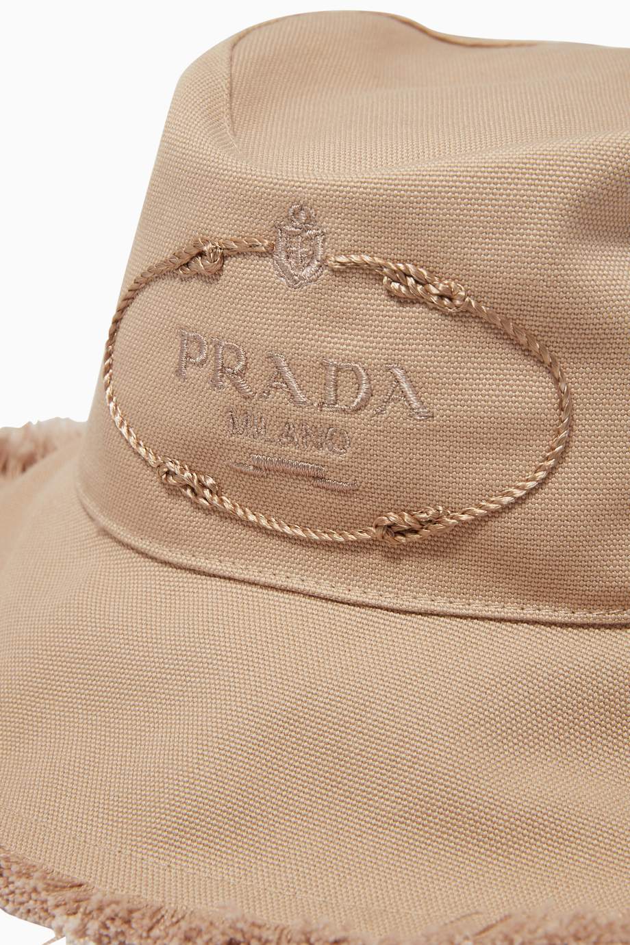 Shop Prada Neutral Canvas Hat for Women Ounass UAE