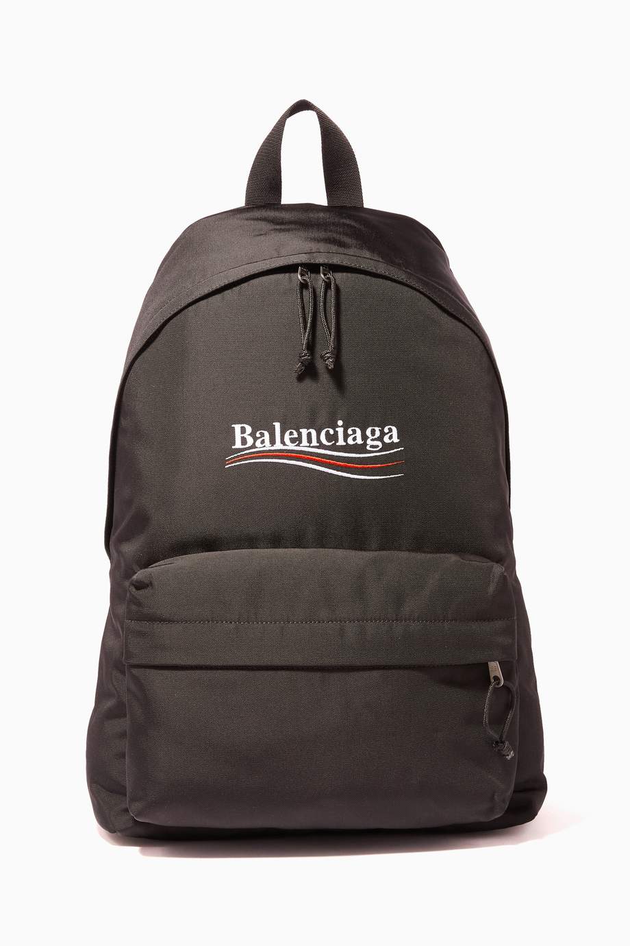 Shop Balenciaga Black Black Embroidered-Logo Explorer Backpack for Men ...