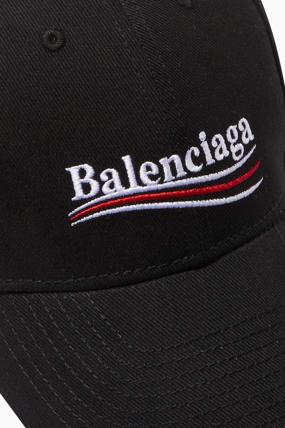 Shop Balenciaga Black Political Logo Baseball Cap For Men Ounass Uae 4351