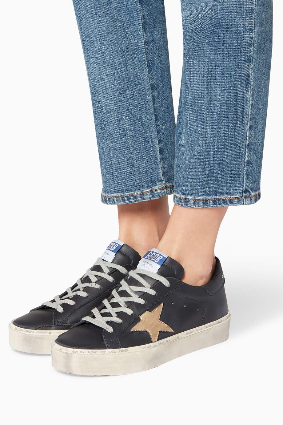 Shop Golden Goose Deluxe Brand Black Black Hi Star Platform Sneakers ...