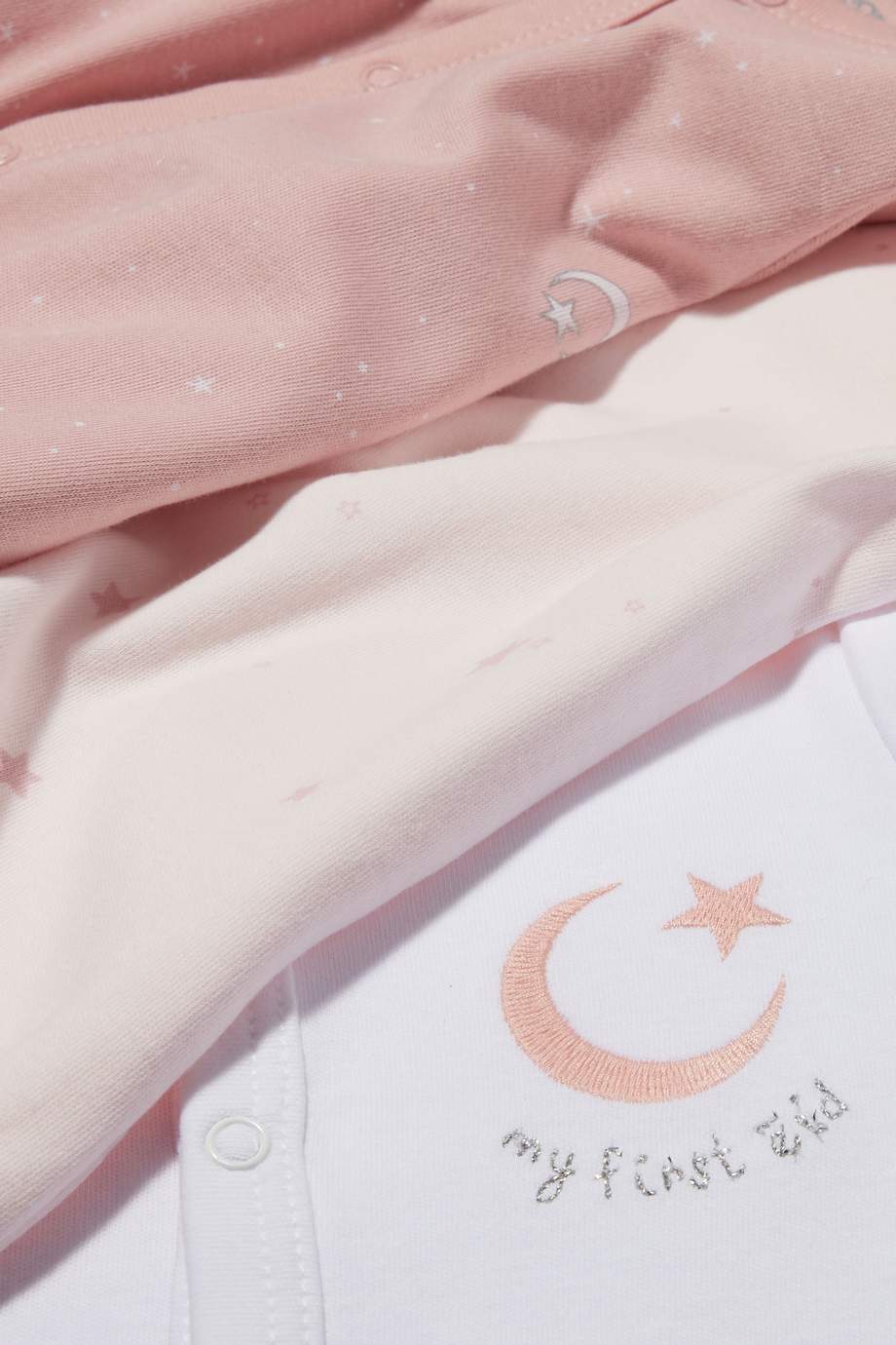 Shop Mamas & Papas Pink First Eid Onesies, 3Pack for Kids Ounass UAE