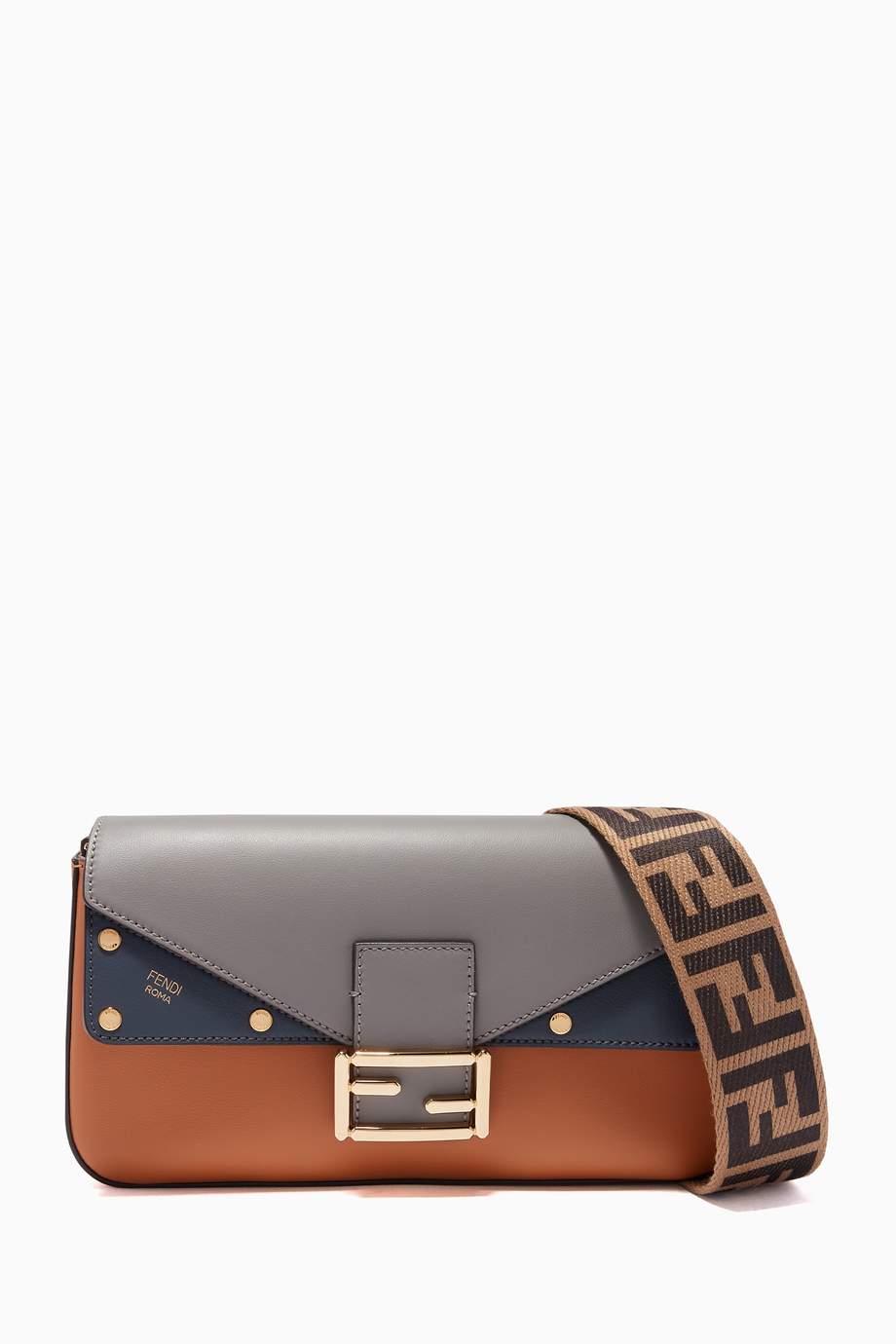 leather tri ferg small shoulder bag with web strap