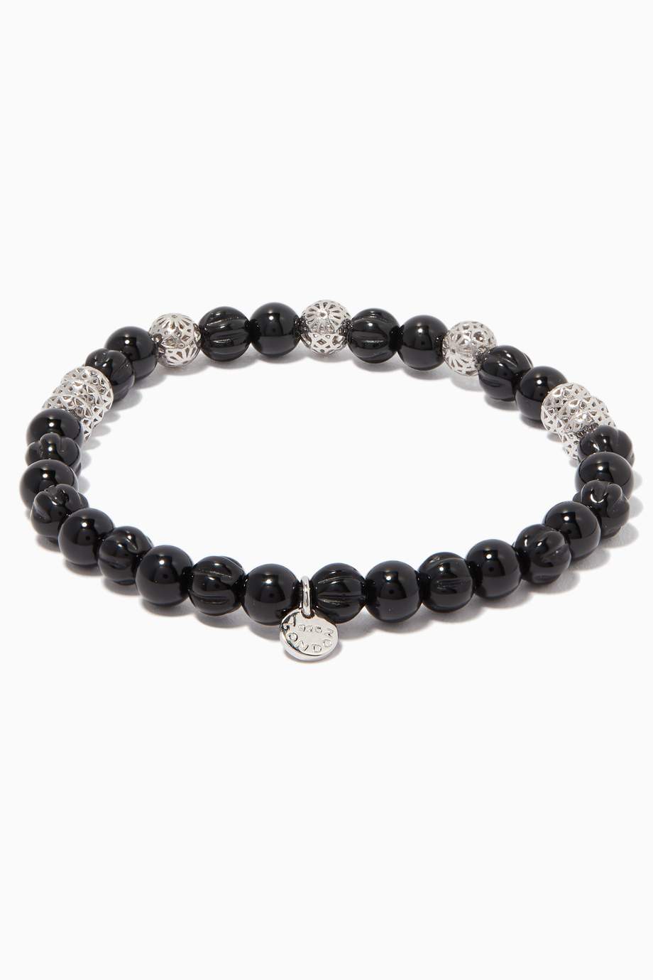 silver black beads bracelet