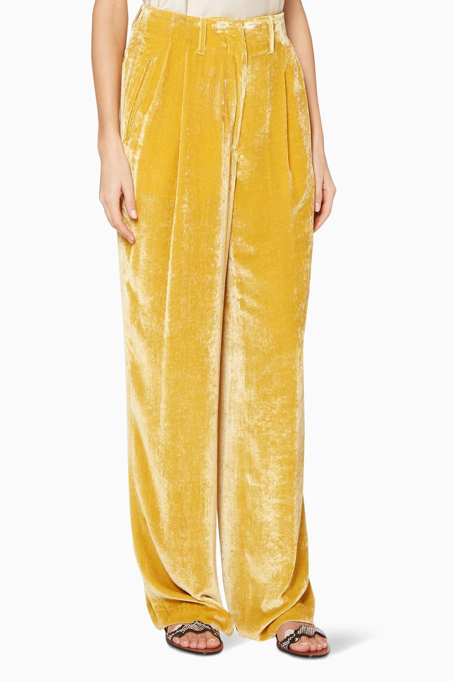 Shop Etro Yellow Yellow Velvet Peggy Pants for Women Ounass UAE