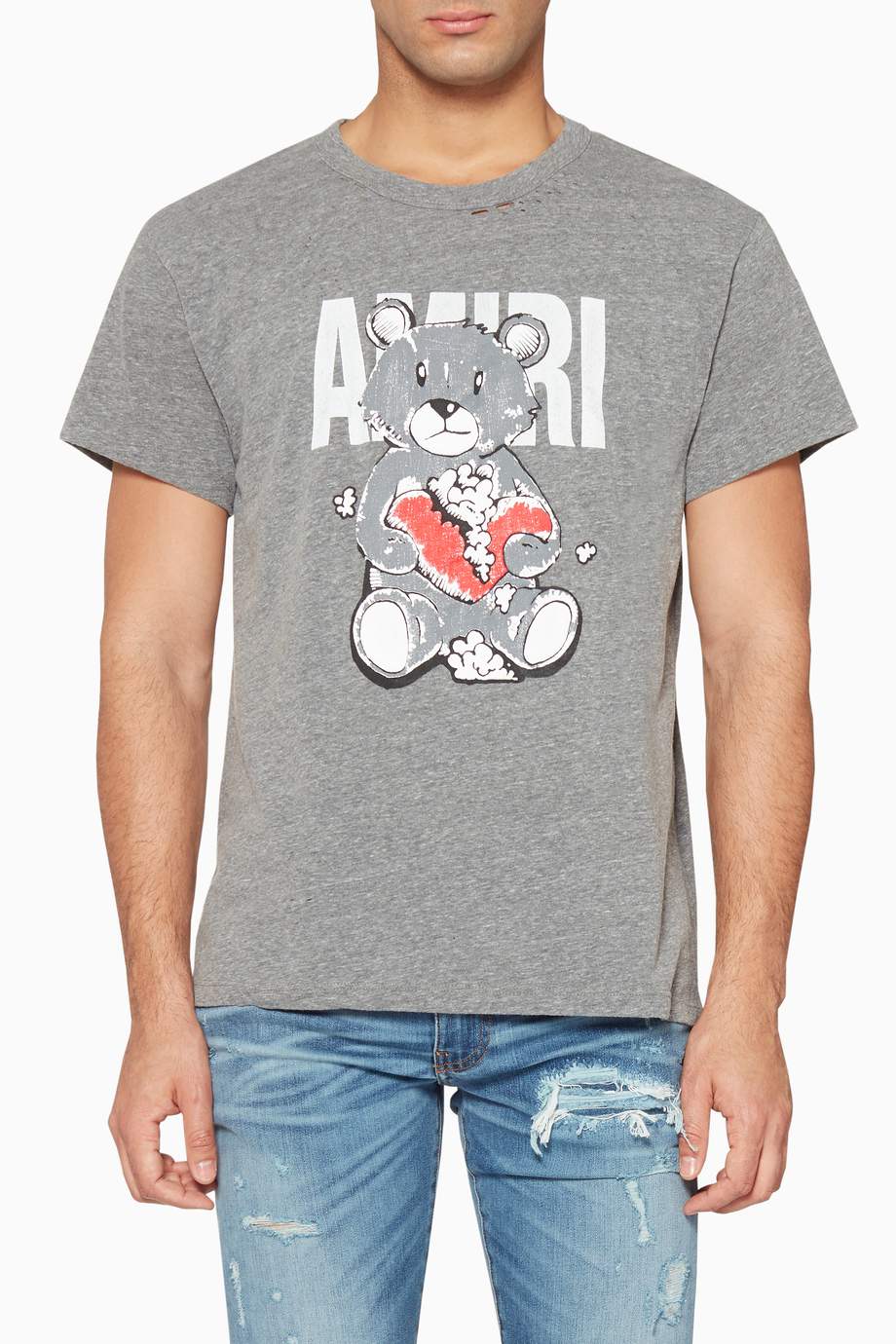 Shop Amiri Grey Grey Teddy Print Short-Sleeved T-Shirt for Men | Ounass UAE