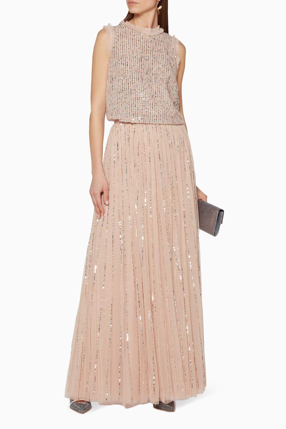 kaley shimmer maxi skirt