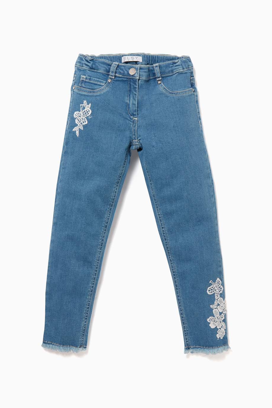 Shop Elsy Blue Butterfly Embroidered Jeans for Kids Ounass UAE