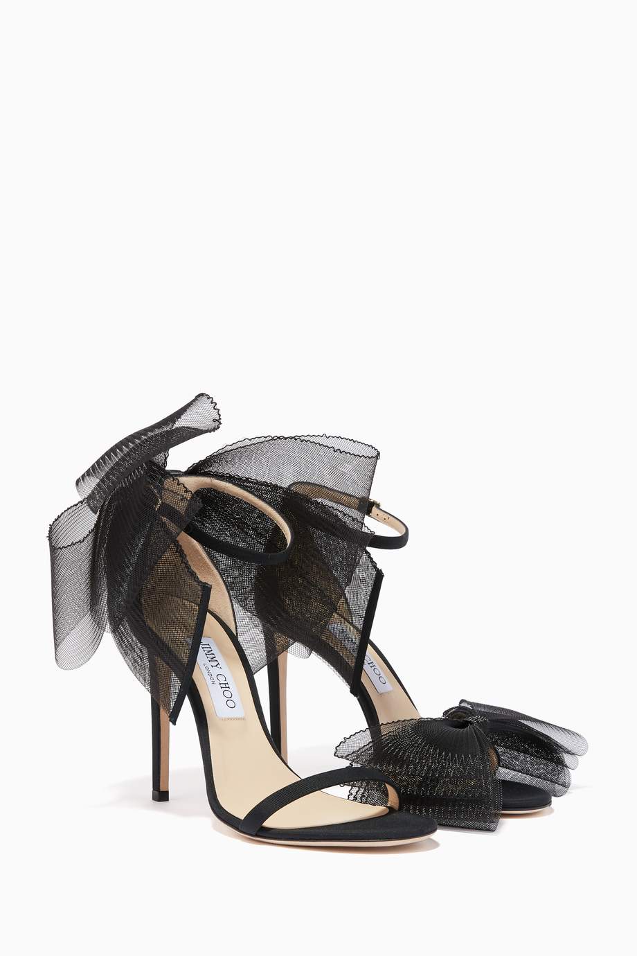 Shop Jimmy Choo Black Aveline 100 Asymmetric Sandals for Women | Ounass UAE