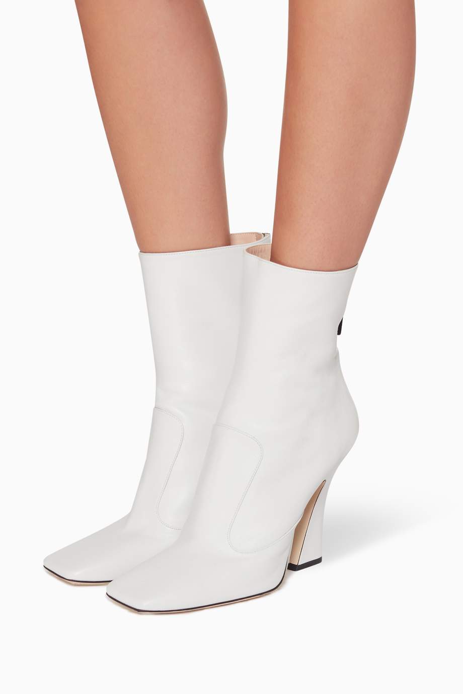 Shop Fendi White Square-Toe Leather Ankle Boots for Women | Ounass UAE