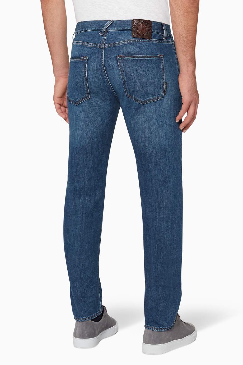 Shop Giorgio Armani Blue Slim-Fit Light Wash Denim Jeans for Men ...