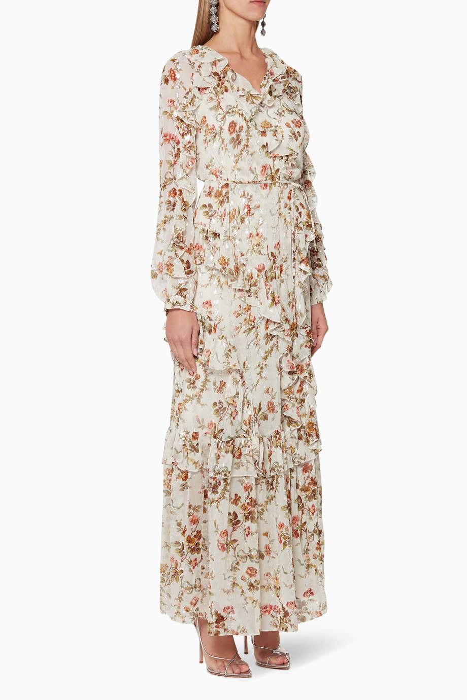 Shop Needle Thread Neutral Garland Petal Wrap Gown For Women Ounass Oman