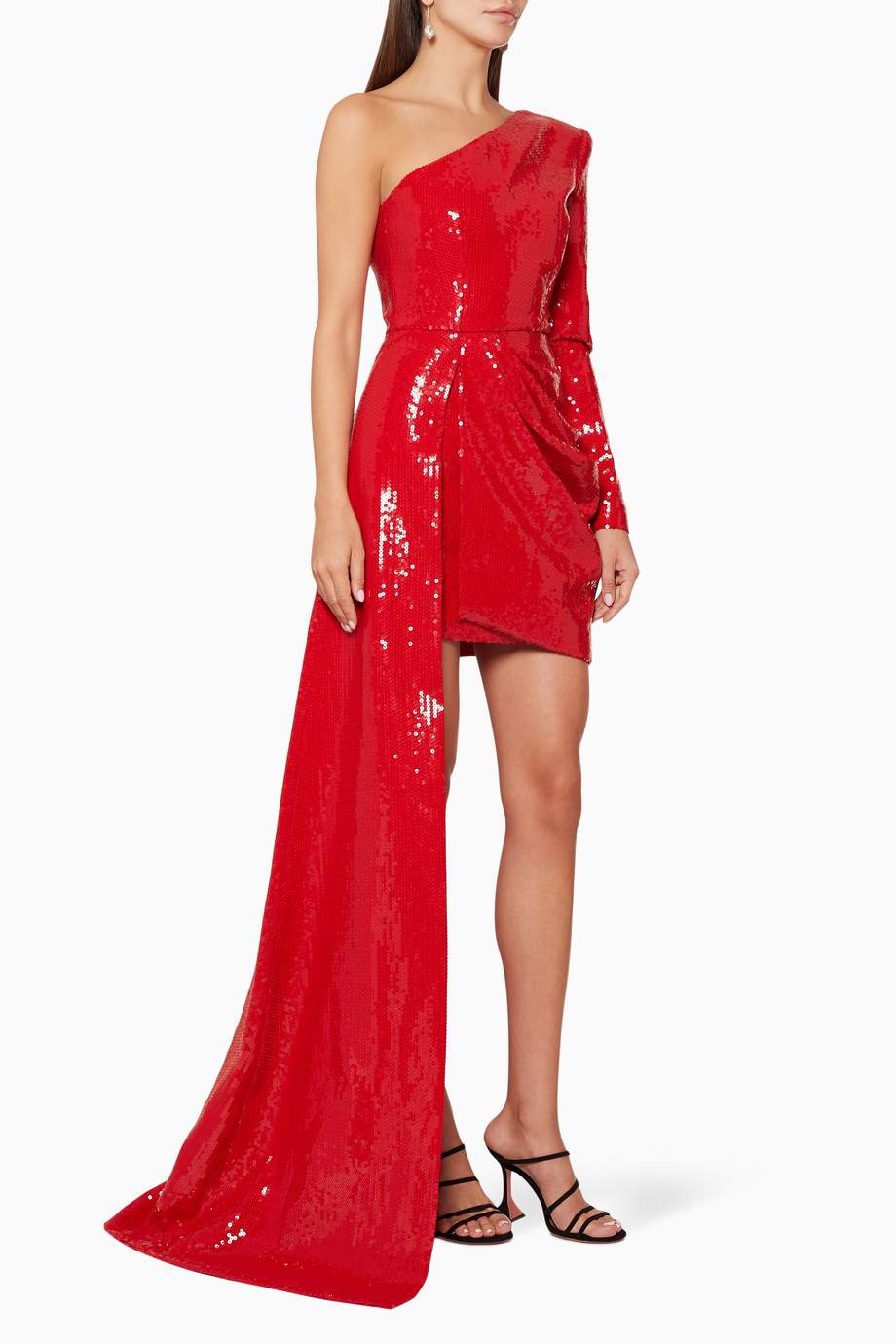 Shop Alex Perry Red Preston Sequin Off Shoulder Dress For Women Ounass Saudi Red atlas asymmetrical gown buy from 1350. ounass saudi