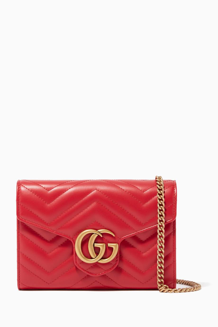 plejeforældre scarp akse Shop Gucci Red GG Marmont Chevron Quilted Wallet on Chain for Women |  Ounass Saudi