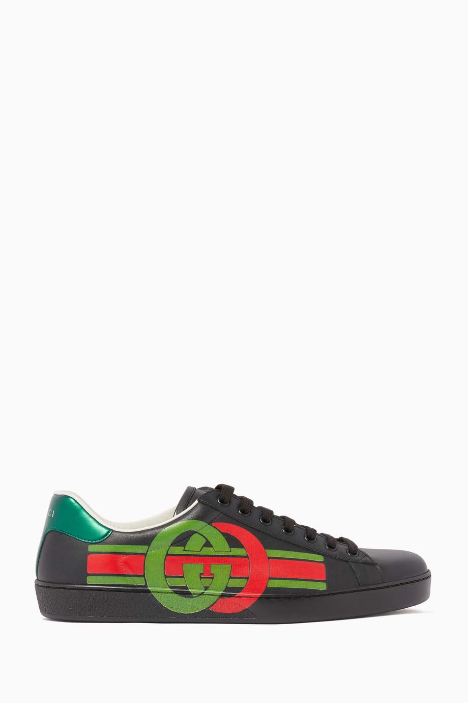 Shop Gucci Black Ace Interlocking G Leather Sneakers for Men | Ounass UAE